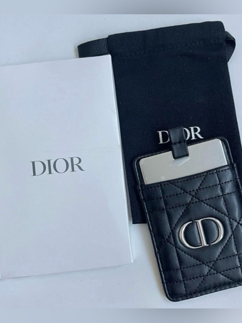 Dior Black Card Holder with Mirror